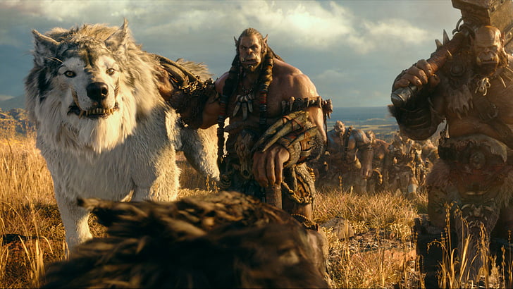World of Warcraft movie scene, ork, wolf, Best Movies of 2016, HD wallpaper
