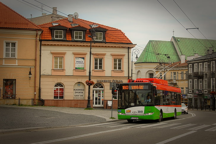 cityscapes old europe polish town bus monument communication historical lublin european union trolle Architecture Monuments HD Art