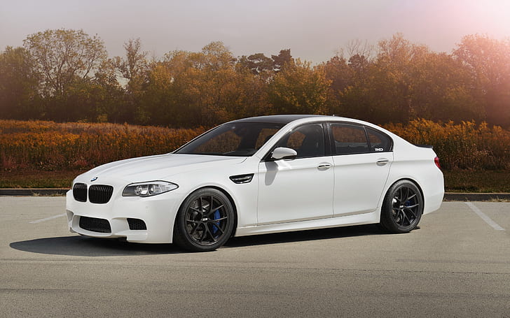 BMW M5 F10 white car