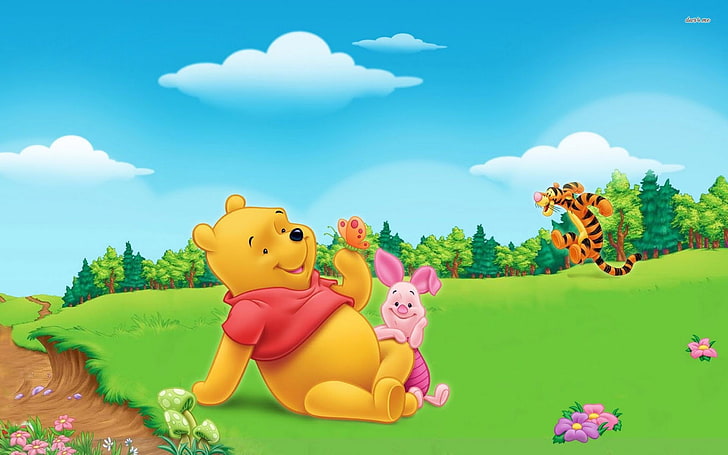 winnie the pooh  background, animal representation, toy, art and craft, HD wallpaper