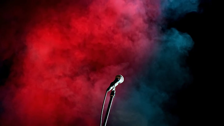 black microphone, smoke, smoke - physical structure, dry ice