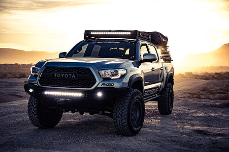 Hd Wallpaper Black Pickup Truck With Camper Shell Toyota Oakley Surf Tacoma Wallpaper Flare