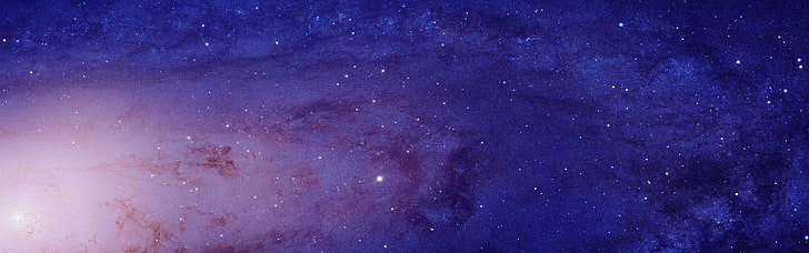 galaxy digital wallpaper, Andromeda, space, stars, closeup, multiple display