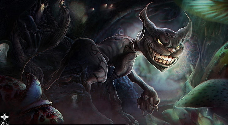 black monster wallpaper, art, alice madness returns, cheshire cat