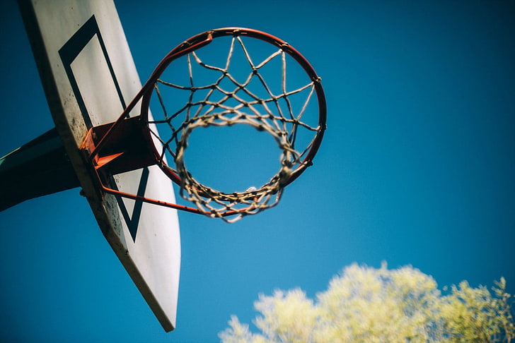white basketball hoop, sport, basketball - sport, blue, net - sports equipment, HD wallpaper