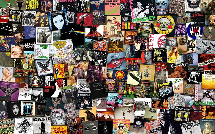 assorted-title vinyl sleeve lot, music, rock bands, compact disc, HD wallpaper