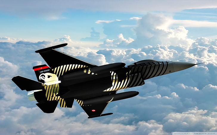 black jet, Turkey, SoloTurk, General Dynamics F-16 Fighting Falcon, HD wallpaper