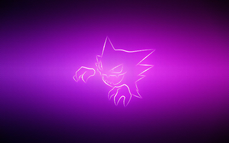 Pokemon Haunter illustration, grin, purple, glowing, technology