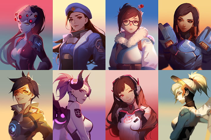 Overwatch characters collage, Ana (Overwatch), Pharah (Overwatch), HD wallpaper