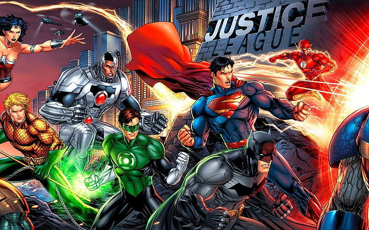 Comics, Justice League, Aquaman, Batman, Cyborg (DC Comics), HD wallpaper