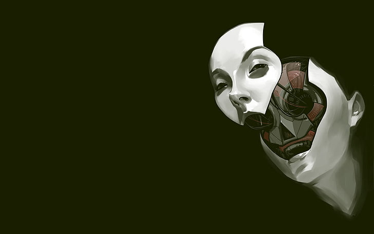 white and black security camera, robot, face, digital art, science fiction