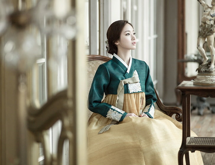 South Korea, women, Asian, hanbok, one person, young adult