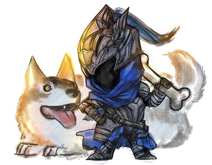 knight and dog illustration, Dark Souls, Armor, Artorias (Dark Souls)