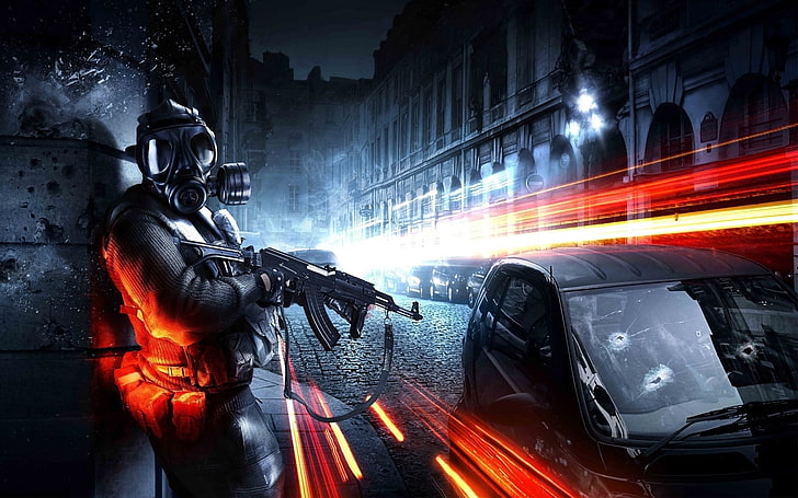 man carrying rifle digital wallpaper, Battlefield 3, video games