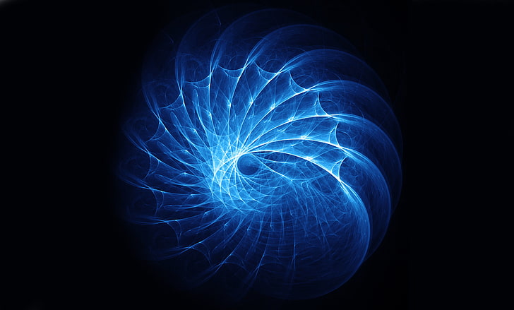 blue swirl digital wallpaper, fractals, glow, fractal pattern, HD wallpaper