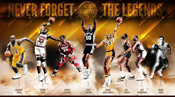 Best Centers 5 poster, Sport, Basketball, NBA, Shaquille O'neal, HD wallpaper