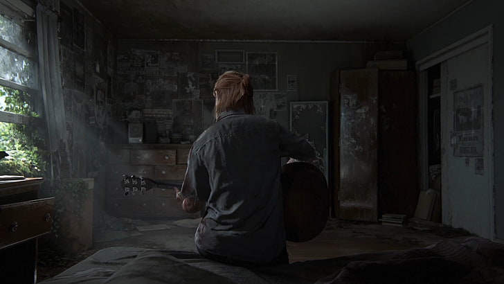 person sitting while playing guitar digital wallpaper, The Last of Us Part 2, HD wallpaper