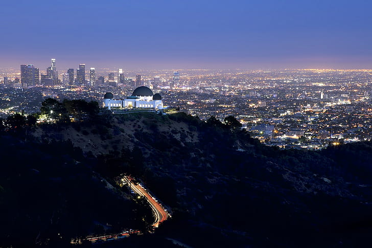 photography, Los Angeles, urban, city, cityscape, night, lights, HD wallpaper