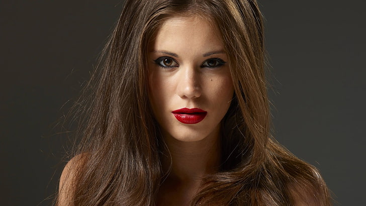 portrait, Markéta Stroblová, red lipstick, women