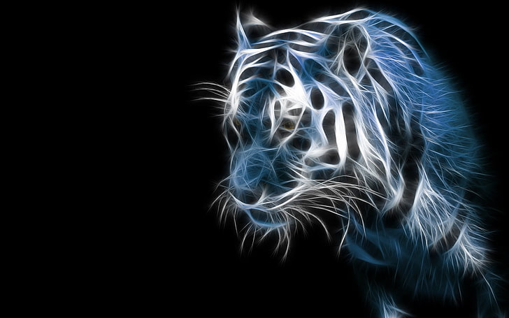 HD wallpaper: white tiger graphics 3D wallpaper, Fractalius, animals, blue  | Wallpaper Flare