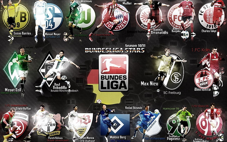 Bundes Liga poster, league, players, sport, symbol, backgrounds