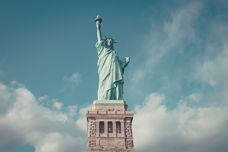 HD wallpaper: Statue of Liberty, New York, New York City, USA, sky,  sculpture