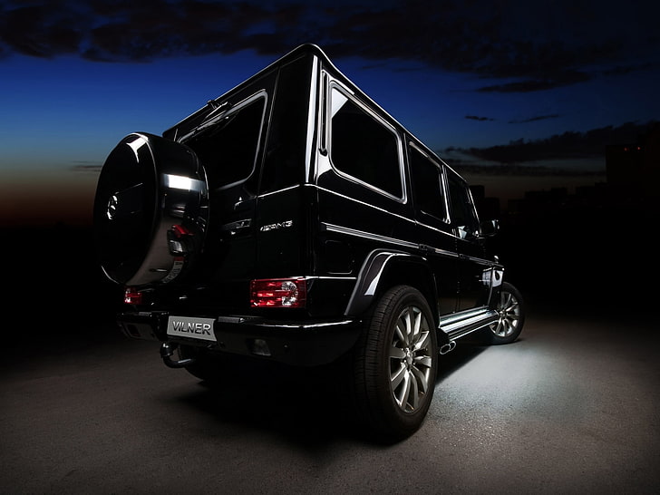 black SUV, tuning, Mercedes-Benz, jeep, rear view, AMG, G-Class