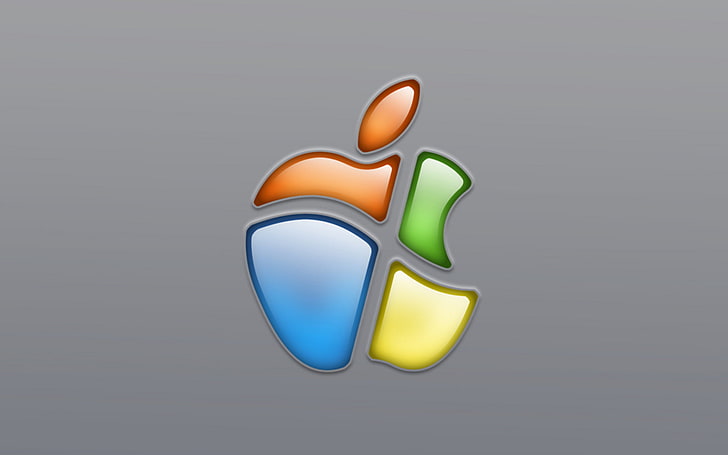 Windows Apple, Apple combine Windows logo p, Computers, gray