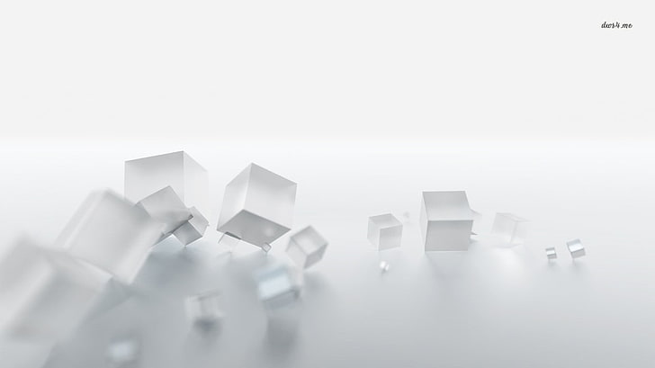 white-and-grey cubes on surface, abstract, studio shot, white background, HD wallpaper