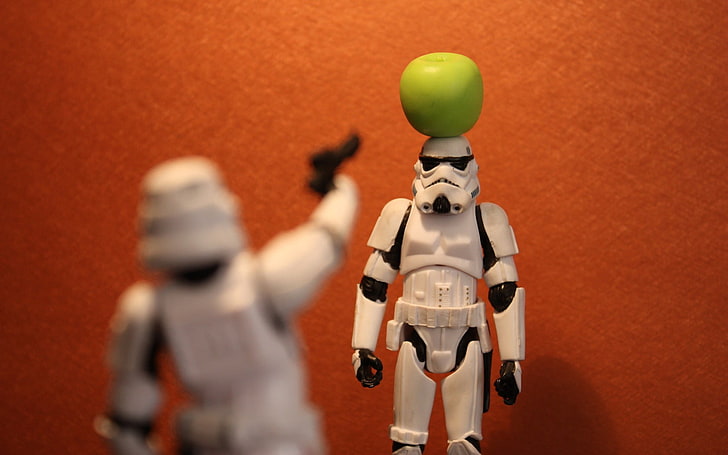 storm trooper action figure toy, stormtrooper, Star Wars, apples