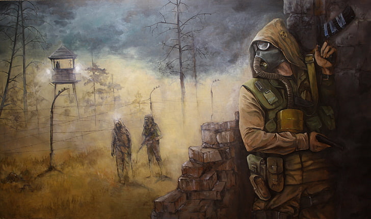 army painting, soldiers, Stalker, Pripyat, area, Ukraine, horror, HD wallpaper