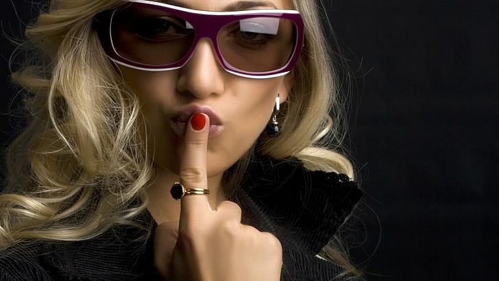 Girl, Blonde, Finger, Glasses, fashion, one person, sunglasses