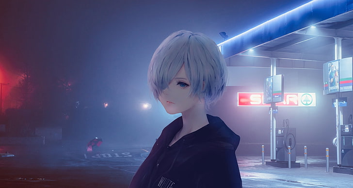 anime, Aoi Ogata, city, Tokyo Ghoul, one person, night, illuminated, HD wallpaper