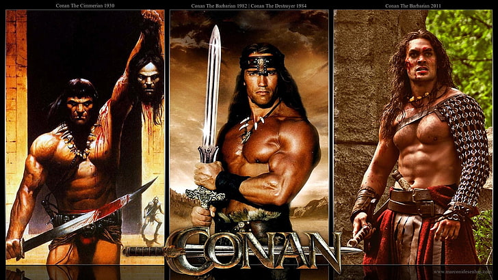 movies, Conan the Barbarian, Arnold Schwarzenegger, collage