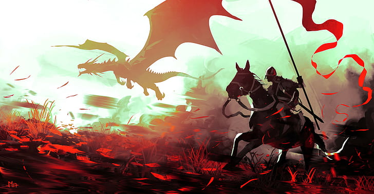 dragon, banner, artwork, digital art, Dominik Mayer, HD wallpaper