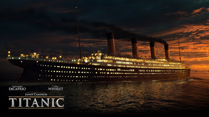 Titanic movie poster, Ship, water, cloud - sky, nautical vessel