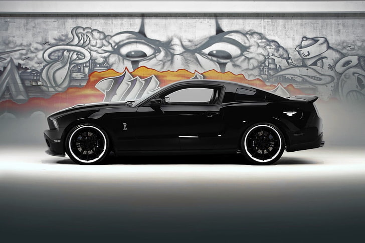 black coupe, car, muscle cars, Ford Mustang GT, motor vehicle, HD wallpaper