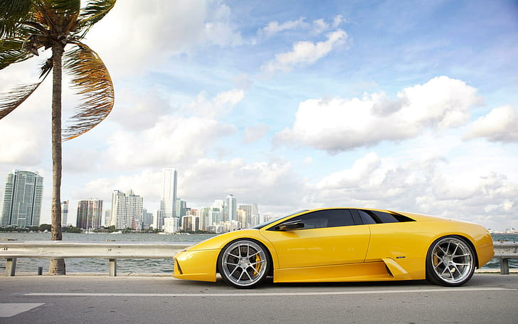 Lamborghini Murcielago ADV1 Wheels, yellow sport car, cars