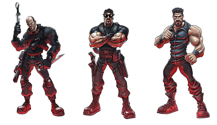The Expendables characters illustration, Sylvester Stallone, Jason Statham