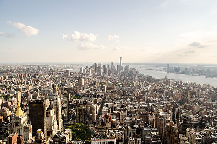 cityscape, New York City, Manhattan, skyscraper, building exterior