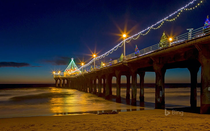 California Manhattan Beach Pier-2016 Bing Desktop .., water, sea