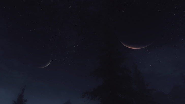 starry night wallpaper, The Elder Scrolls V: Skyrim, video games, HD wallpaper