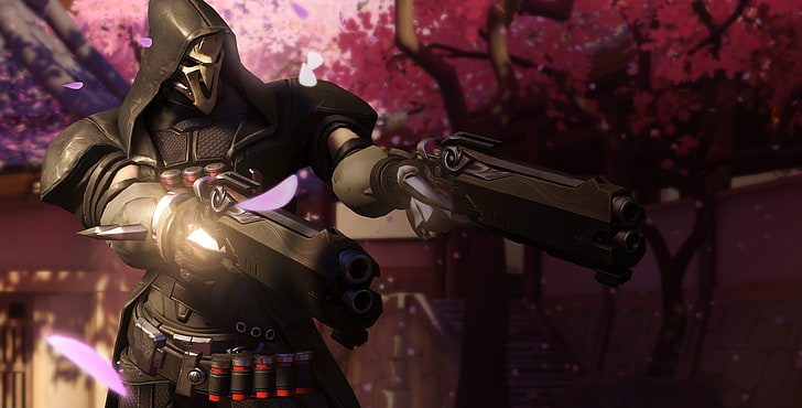 Overwatch, video games, Reaper (Overwatch), focus on foreground, HD wallpaper