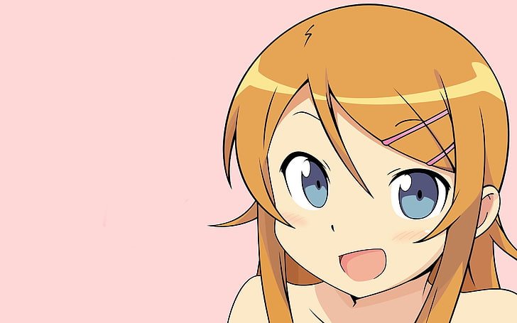 kousaka kirino eyes face girl-HD Desktop Wallpaper, orange-haired anime character clip art