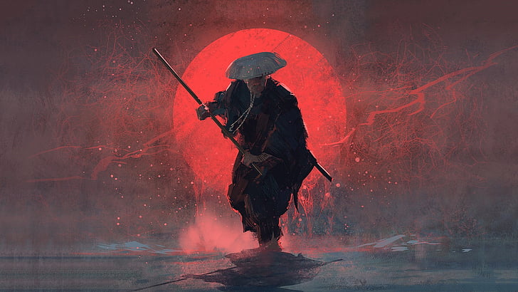 samurai, katana, warrior, fantasy art, artwork