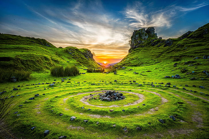 mystery, circles, stone, history, concentric, cult, HD wallpaper