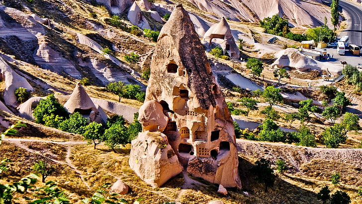 green trees, Cappadocia, architecture, day, built structure, no people, HD wallpaper
