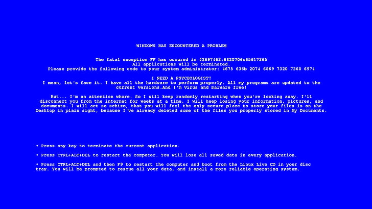 blue background with text overlay, Microsoft Windows, Blue Screen of Death, HD wallpaper