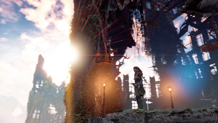 woman standing near building, horizon zero dawn ,  4K, video games