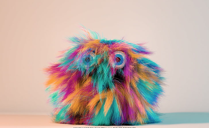 Hairy Guy in Colors, multicolored monster toy, Funny, Artistic/3D, HD wallpaper